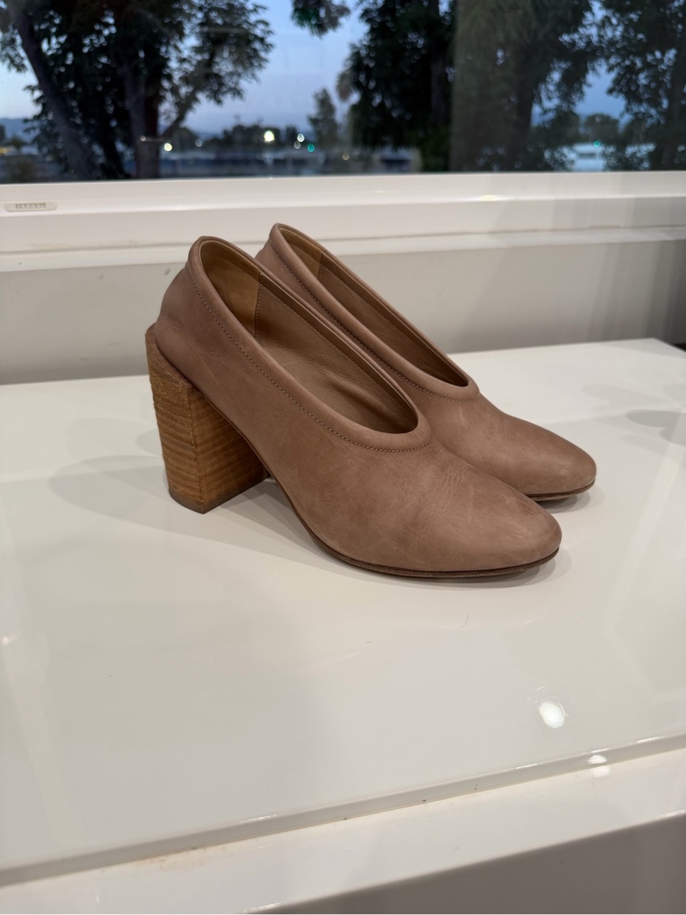 Marsell Taupe Block Heel Pumps